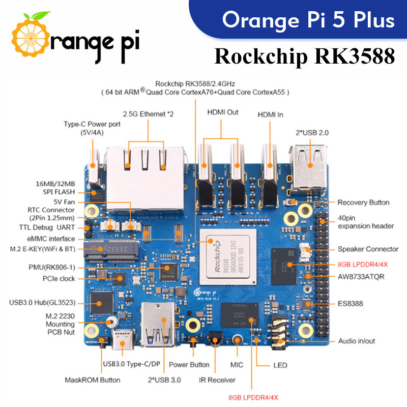 Turuncu Pi 5 artı tek kart bil - Orange Pi 5 Plus 32Gb incelemesi ve fiyatı